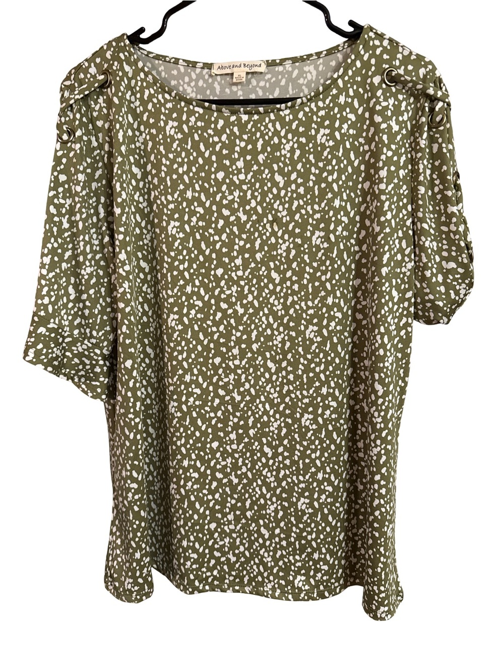 Above and Beyond Women's Olive Green Spotted Print Top
